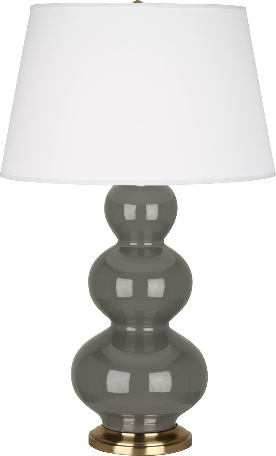 Robert Abbey - One Light Table Lamp - Triple Gourd - Ash Glazed Ceramic w/Antique Brass- Union Lighting Luminaires Decor