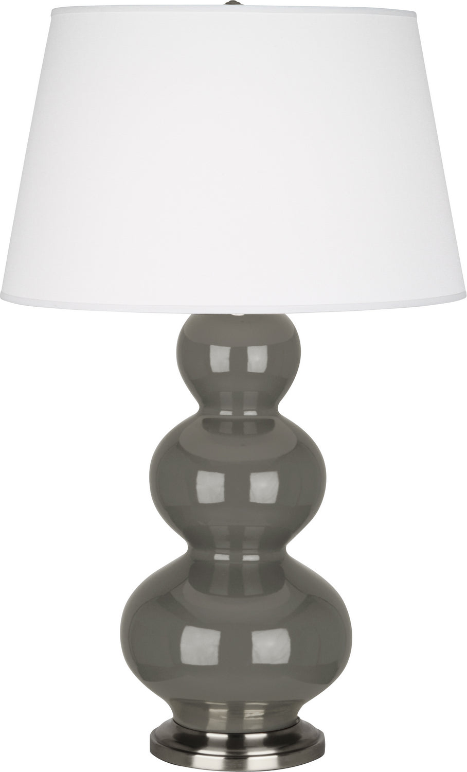 Robert Abbey - One Light Table Lamp - Triple Gourd - Ash Glazed Ceramic w/Antique Silver- Union Lighting Luminaires Decor