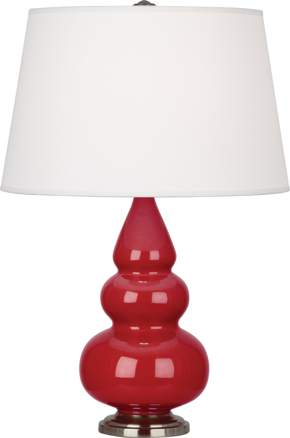 Robert Abbey - One Light Accent Lamp - Small Triple Gourd - Ruby Red Glazed Ceramic w/Antique Silver- Union Lighting Luminaires Decor