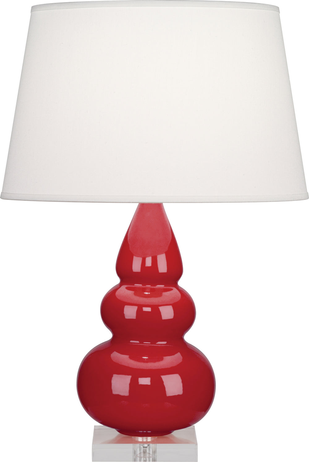 Robert Abbey - One Light Accent Lamp - Small Triple Gourd - Ruby Red Glazed Ceramic w/Lucite Base- Union Lighting Luminaires Decor