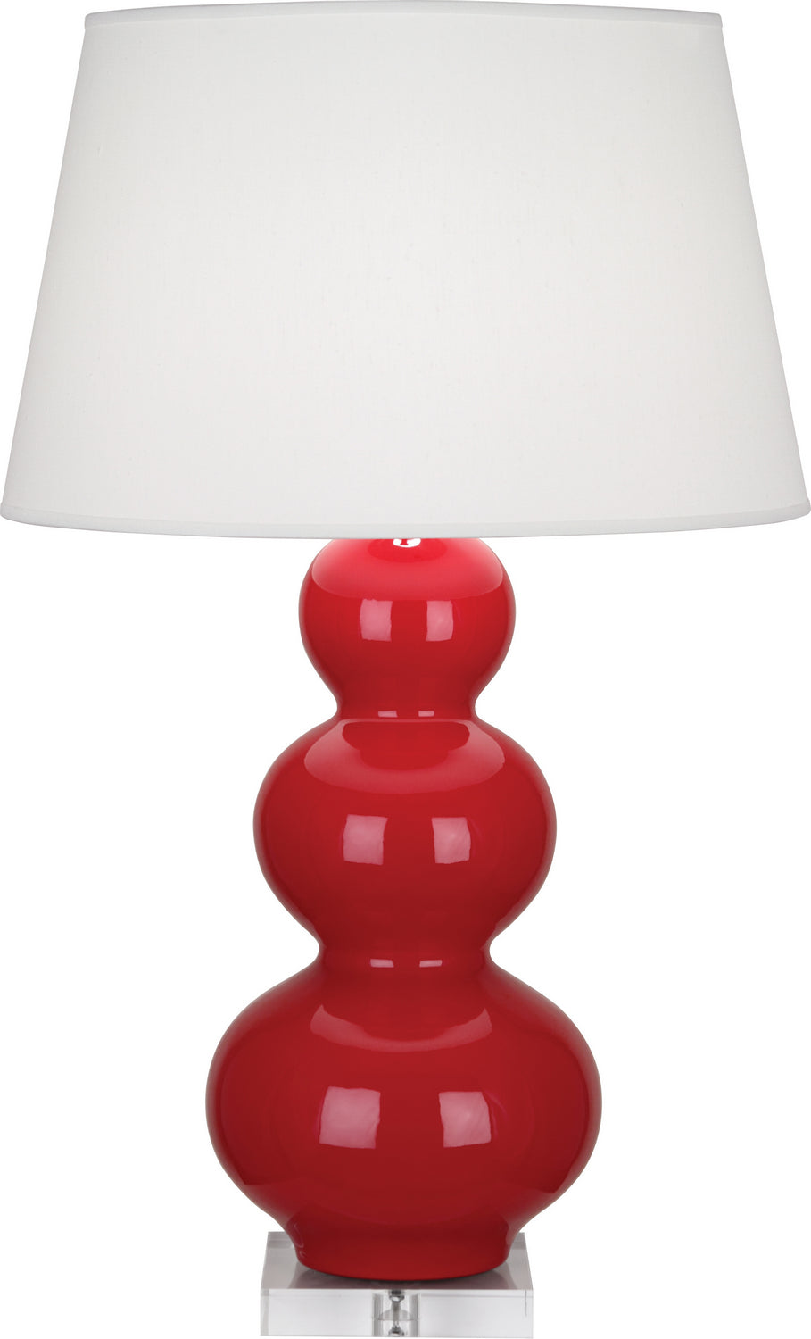 Robert Abbey - One Light Table Lamp - Triple Gourd - Ruby Red Glazed Ceramic w/Lucite Base- Union Lighting Luminaires Decor