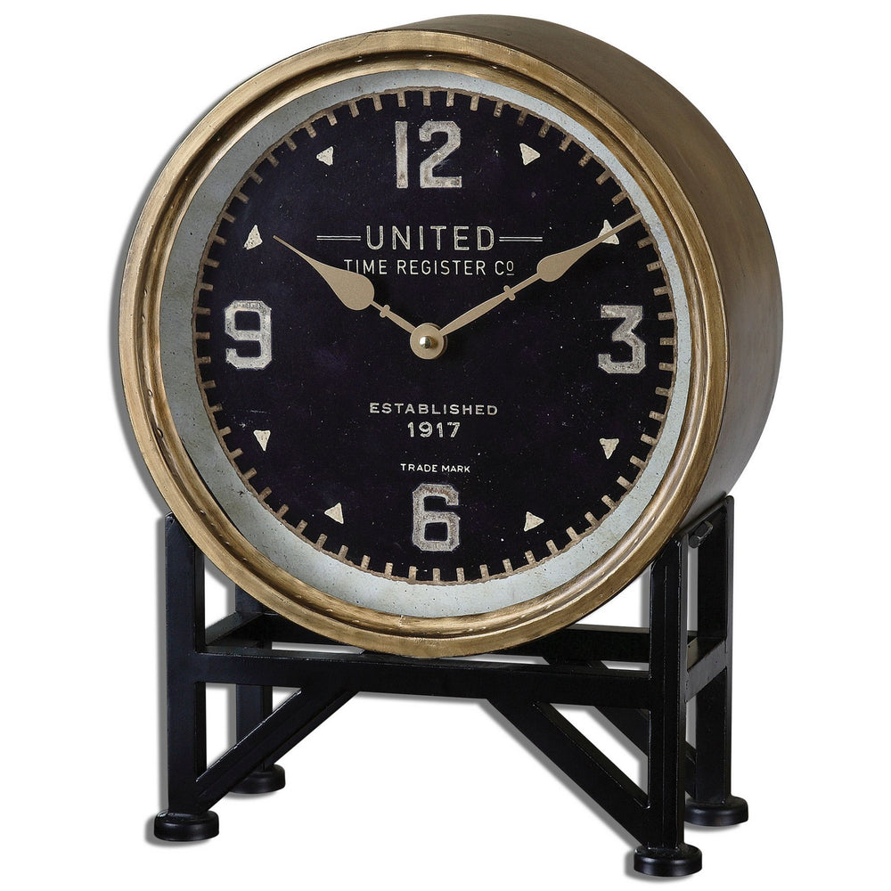 Uttermost - Table Clock - Shyam - Brass /Aged Black- Union Lighting Luminaires Decor