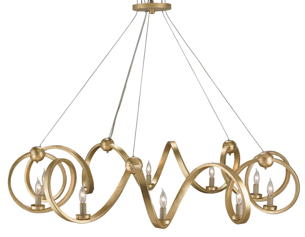 Currey and Company - Ten Light Chandelier - Ringmaster - Dutch Gold Leaf- Union Lighting Luminaires Decor