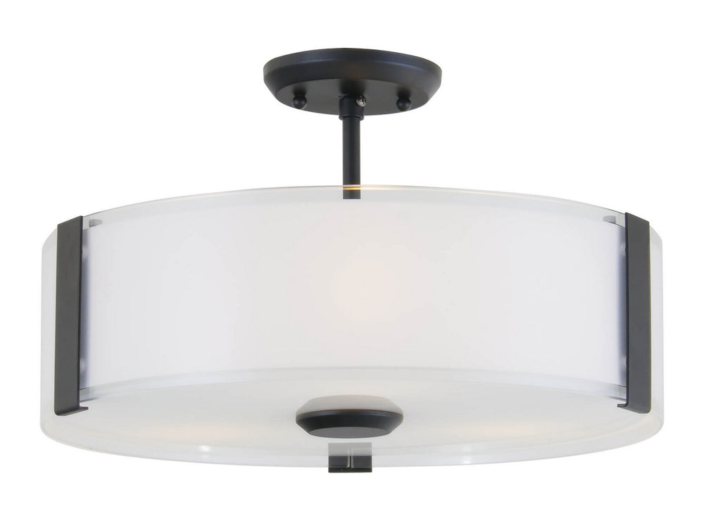 DVI Canada - Three Light Semi-Flush Mount - Zurich - Graphite w/Silk Screened Opal Glass- Union Lighting Luminaires Decor