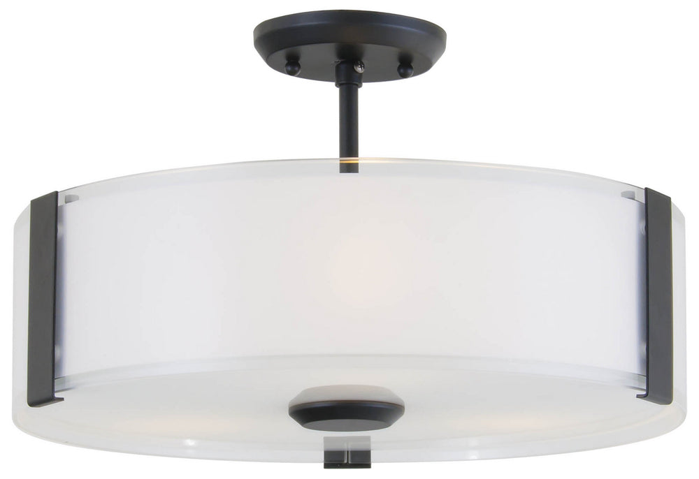 DVI Canada - Three Light Semi-Flush Mount - Zurich - Graphite w/Silk Screened Opal Glass- Union Lighting Luminaires Decor