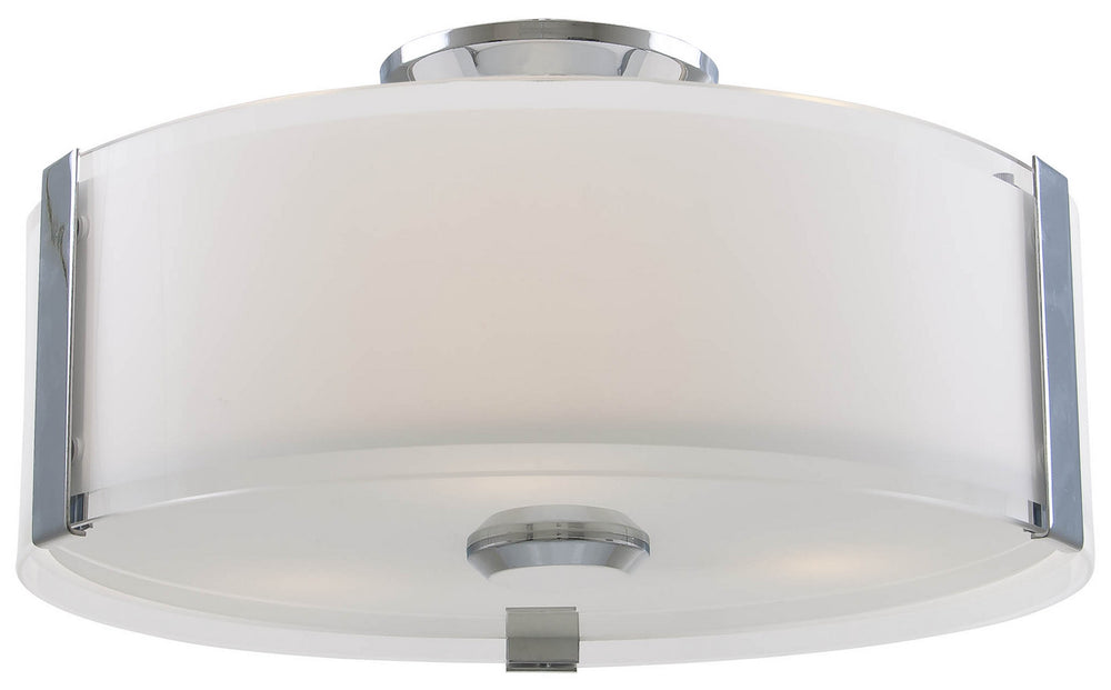 DVI Canada - Three Light Flush Mount - Zurich - Chrome w/Silk Screened Opal Glass- Union Lighting Luminaires Decor