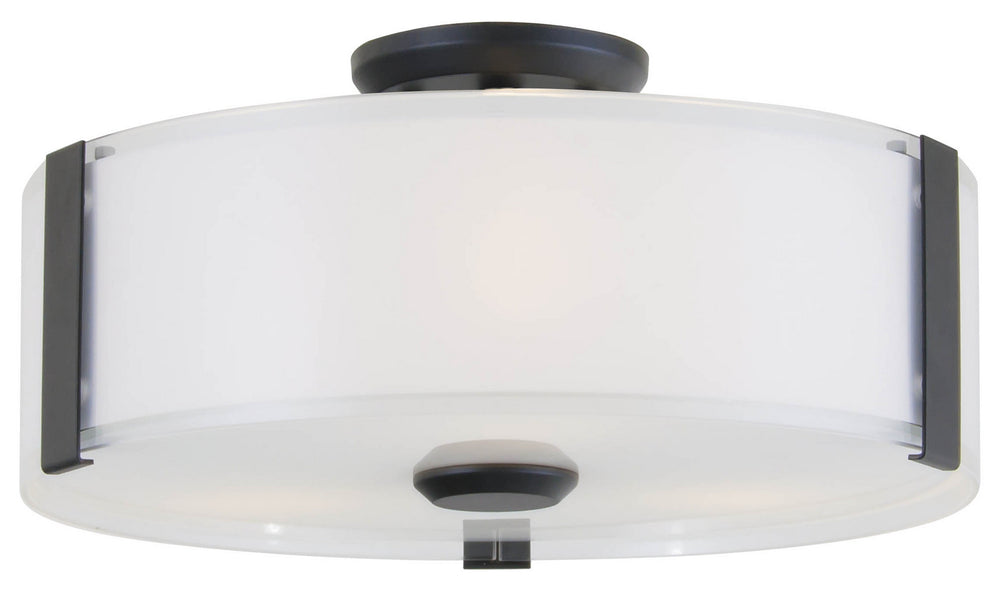 DVI Canada - Three Light Flush Mount - Zurich - Graphite w/Silk Screened Opal Glass- Union Lighting Luminaires Decor