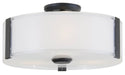 DVI Canada - Three Light Flush Mount - Zurich - Graphite w/Silk Screened Opal Glass- Union Lighting Luminaires Decor