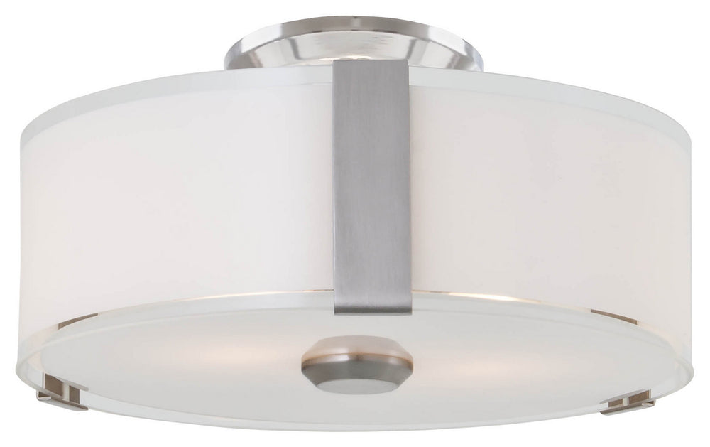 DVI Canada - Three Light Flush Mount - Zurich - Satin Nickel w/Silk Screened Opal Glass- Union Lighting Luminaires Decor