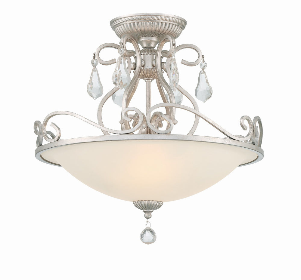 Crystorama - Three Light Semi Flush Mount - Ashton - Olde Silver- Union Lighting Luminaires Decor