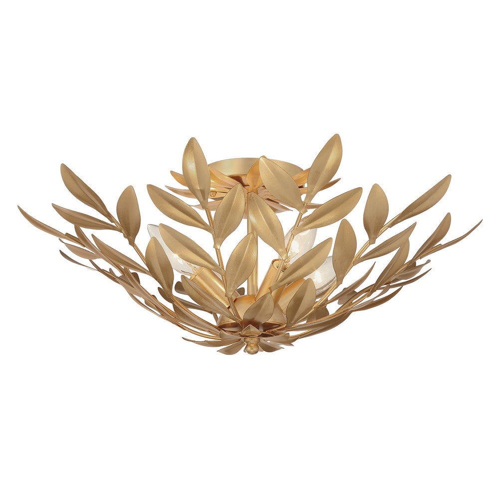 Crystorama - Four Light Semi Flush Mount - Broche - Antique Gold- Union Lighting Luminaires Decor