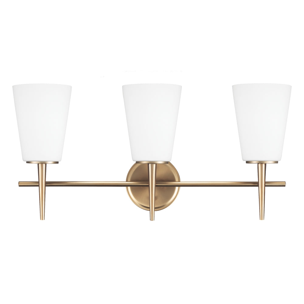 Generation Lighting Canada - Three Light Wall / Bath - Driscoll - Satin Brass- Union Lighting Luminaires Decor