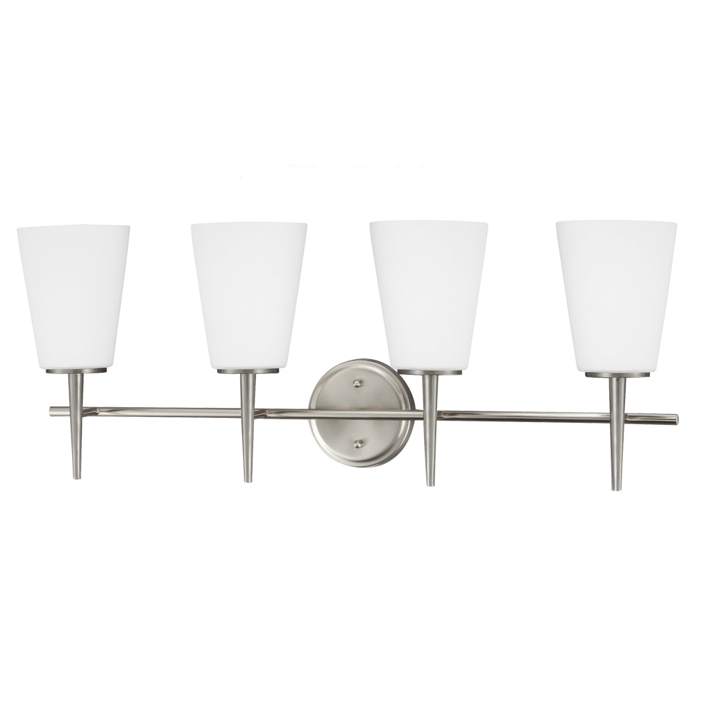 Generation Lighting Canada - Four Light Wall / Bath - Driscoll - Brushed Nickel- Union Lighting Luminaires Decor