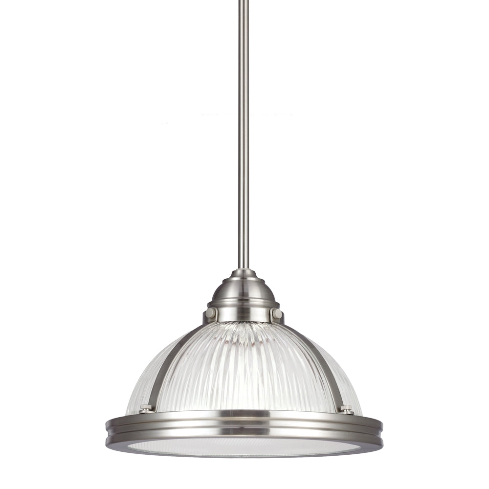 Generation Lighting Canada - One Light Pendant - Pratt Street Prismatic - Brushed Nickel- Union Lighting Luminaires Decor