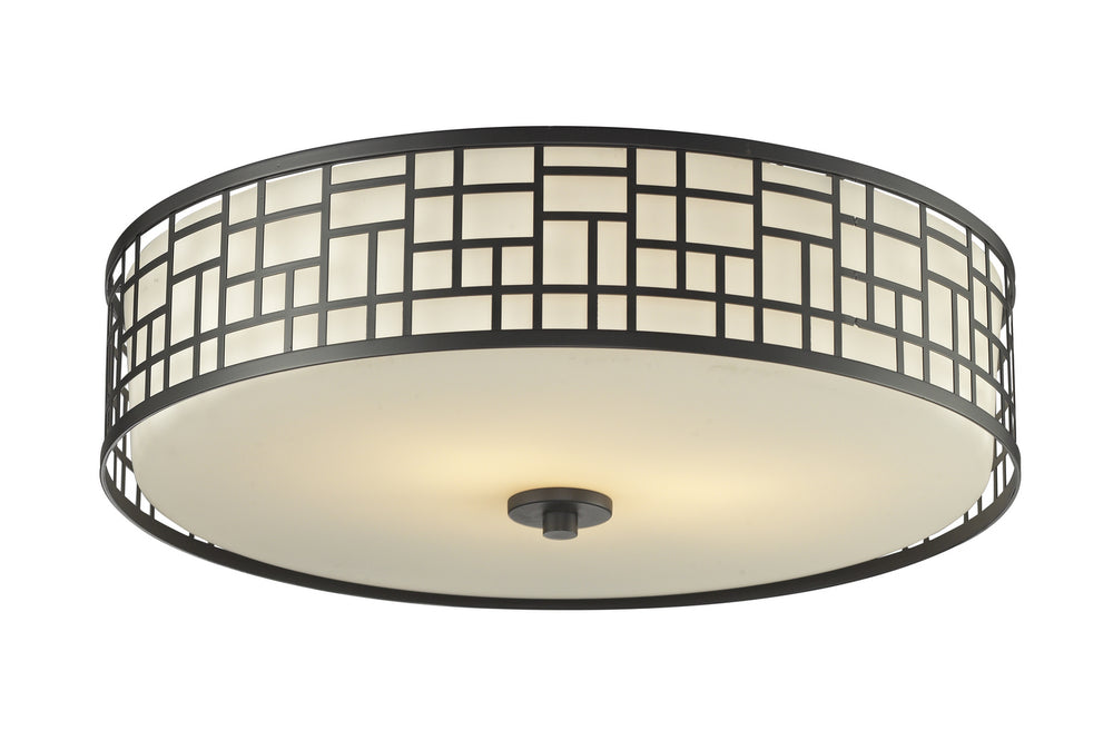 Z-Lite Canada - Three Light Flush Mount - Elea - Bronze- Union Lighting Luminaires Decor