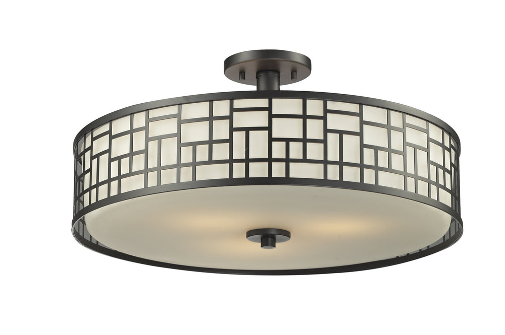 Z-Lite Canada - Three Light Semi Flush Mount - Elea - Bronze- Union Lighting Luminaires Decor