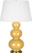 Robert Abbey - One Light Table Lamp - Triple Gourd - Sunset Yellow Glazed Ceramic w/Antique Brass- Union Lighting Luminaires Decor