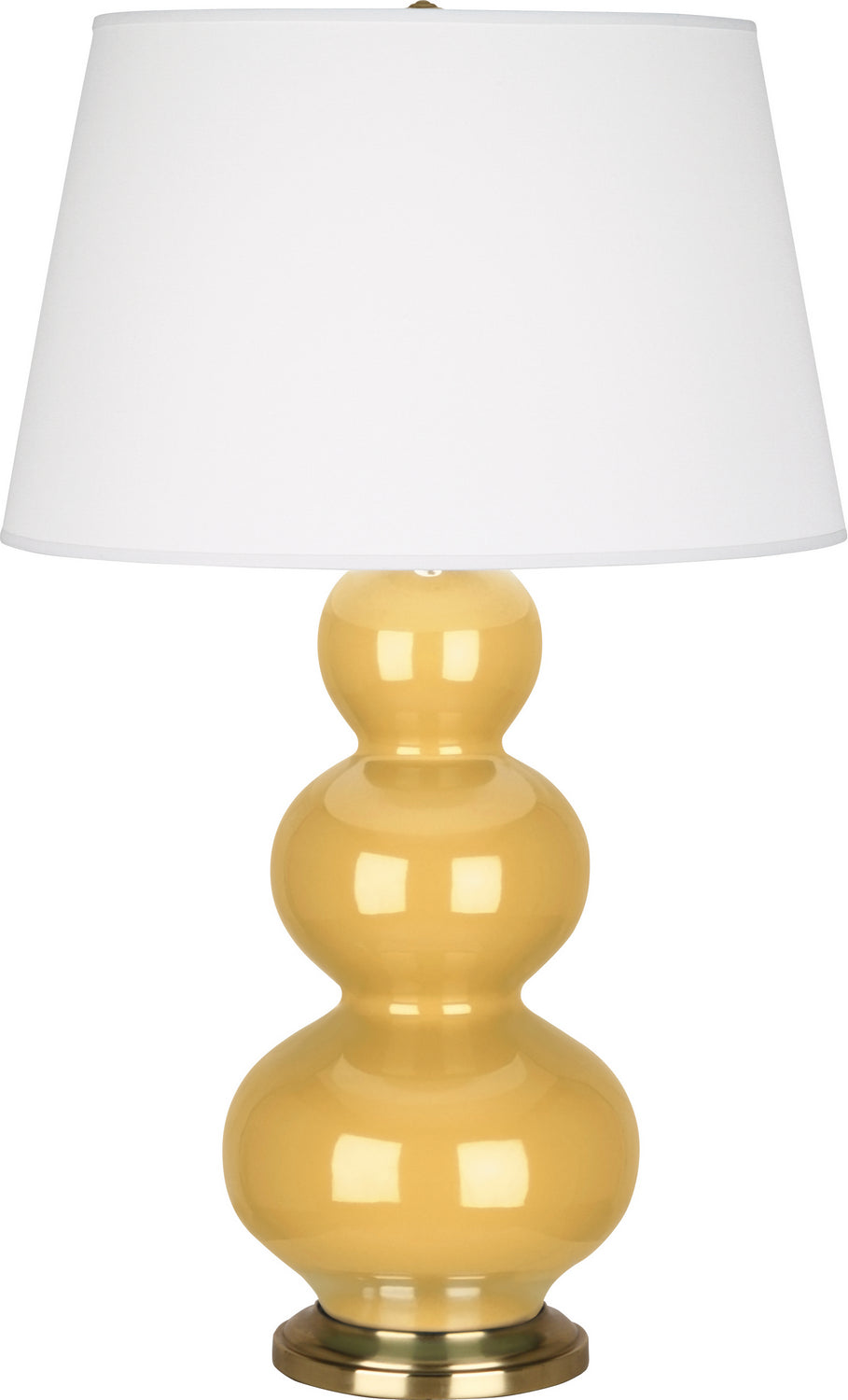 Robert Abbey - One Light Table Lamp - Triple Gourd - Sunset Yellow Glazed Ceramic w/Antique Brass- Union Lighting Luminaires Decor