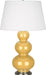 Robert Abbey - One Light Table Lamp - Triple Gourd - Sunset Yellow Glazed Ceramic w/Antique Silver- Union Lighting Luminaires Decor