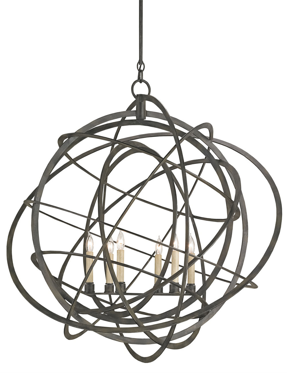 Currey and Company - Six Light Chandelier - Genesis Collection - Black Iron- Union Lighting Luminaires Decor