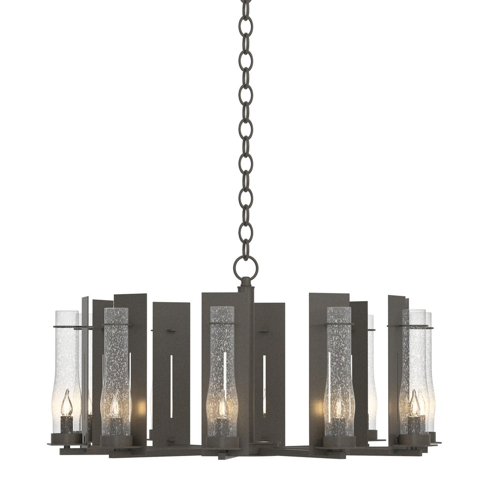 Hubbardton Forge - Ten Light Chandelier - New Town - Dark Smoke- Union Lighting Luminaires Decor