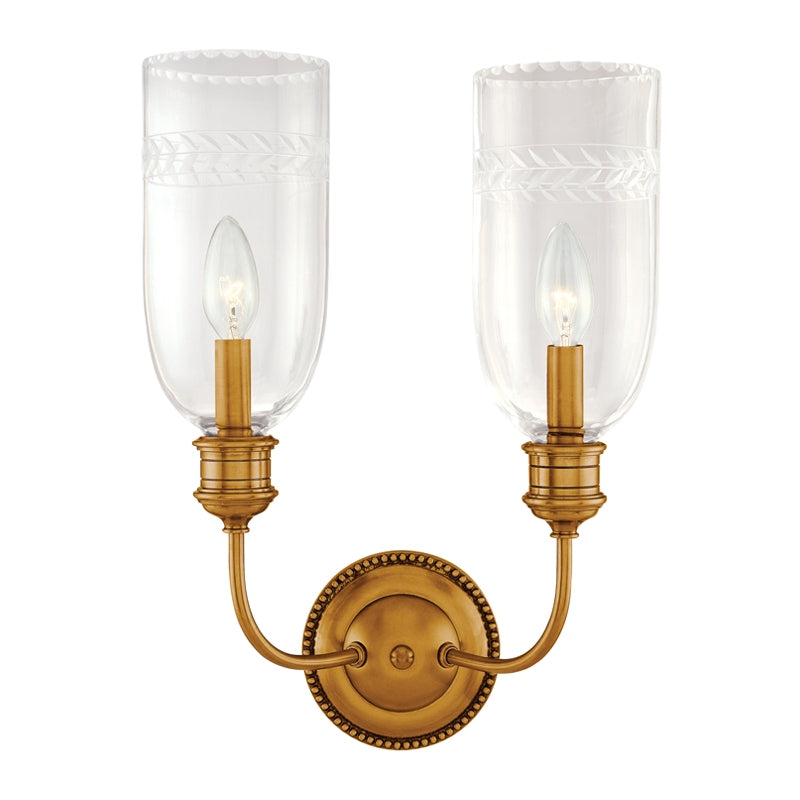 Hudson Valley Canada - Two Light Wall Sconce - Lafayette - Aged Brass- Union Lighting Luminaires Decor