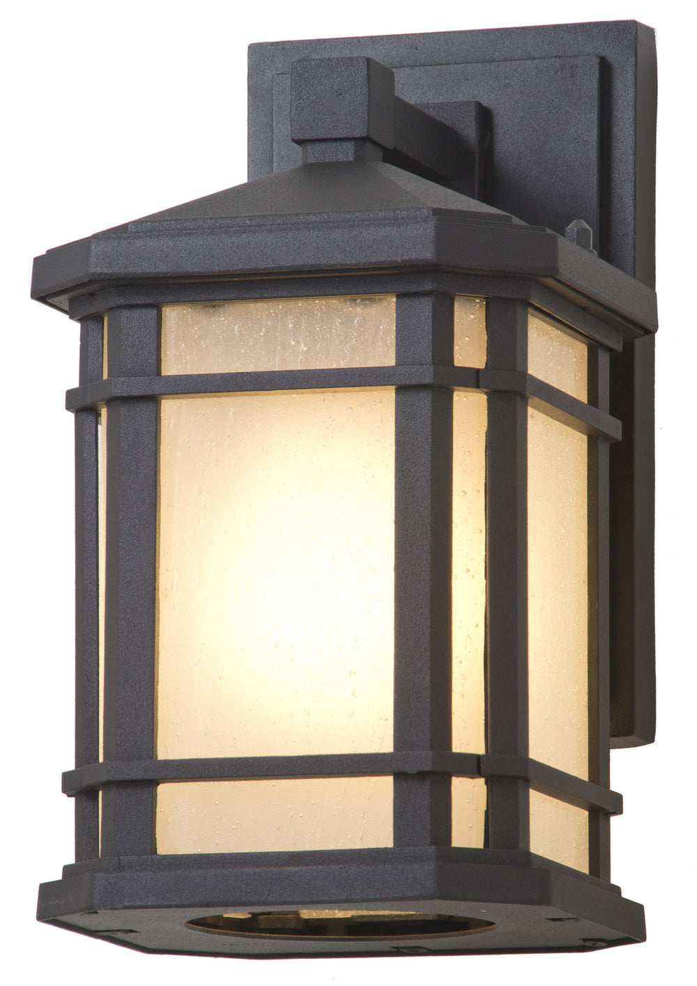 DVI Canada - One Light Outdoor Wall Sconce - Cardiff Outdoor - Black w/Sandblasted Seedy Glass- Union Lighting Luminaires Decor