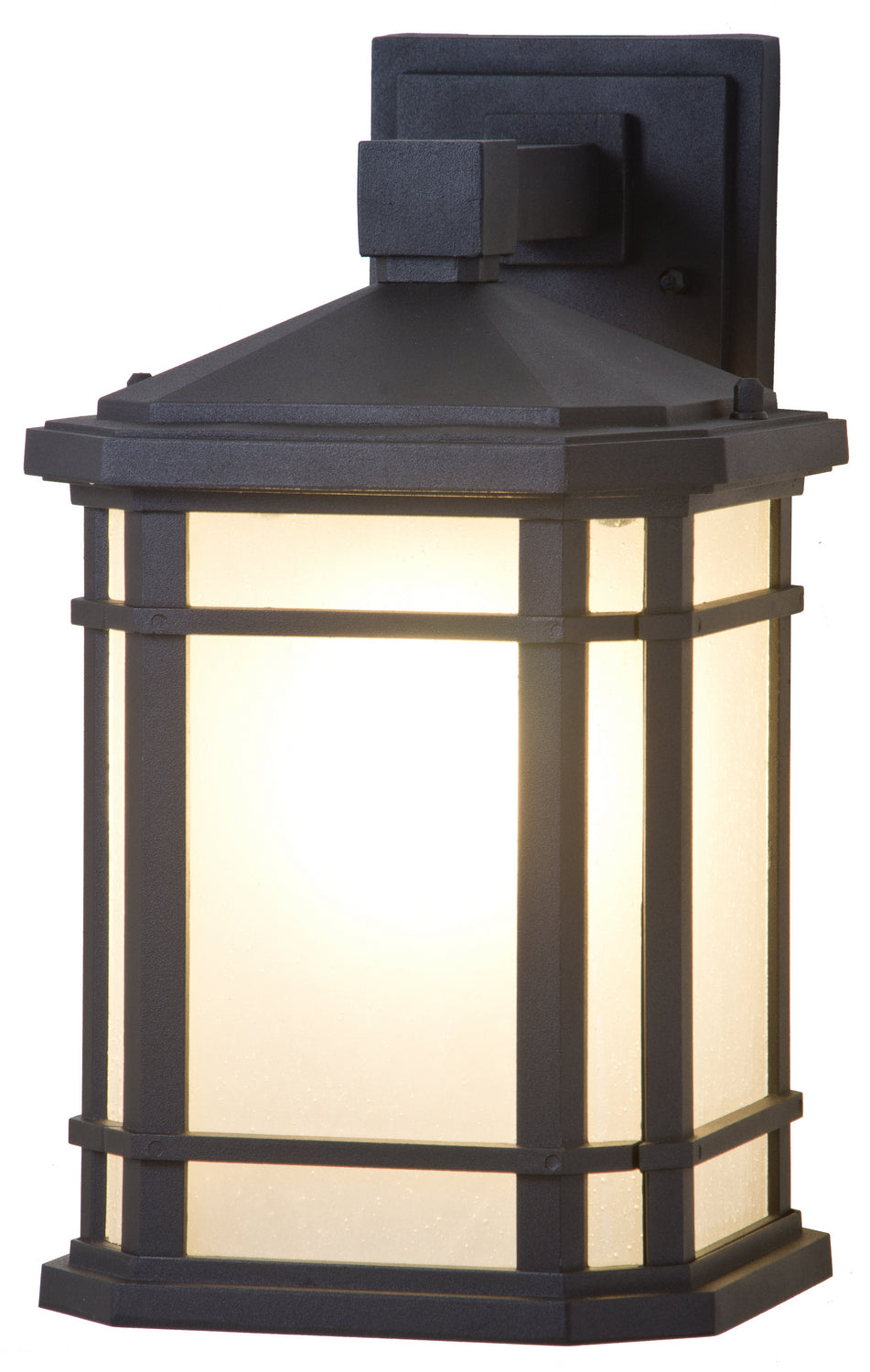 DVI Canada - One Light Outdoor Wall Sconce - Cardiff Outdoor - Black w/Sandblasted Seedy Glass- Union Lighting Luminaires Decor