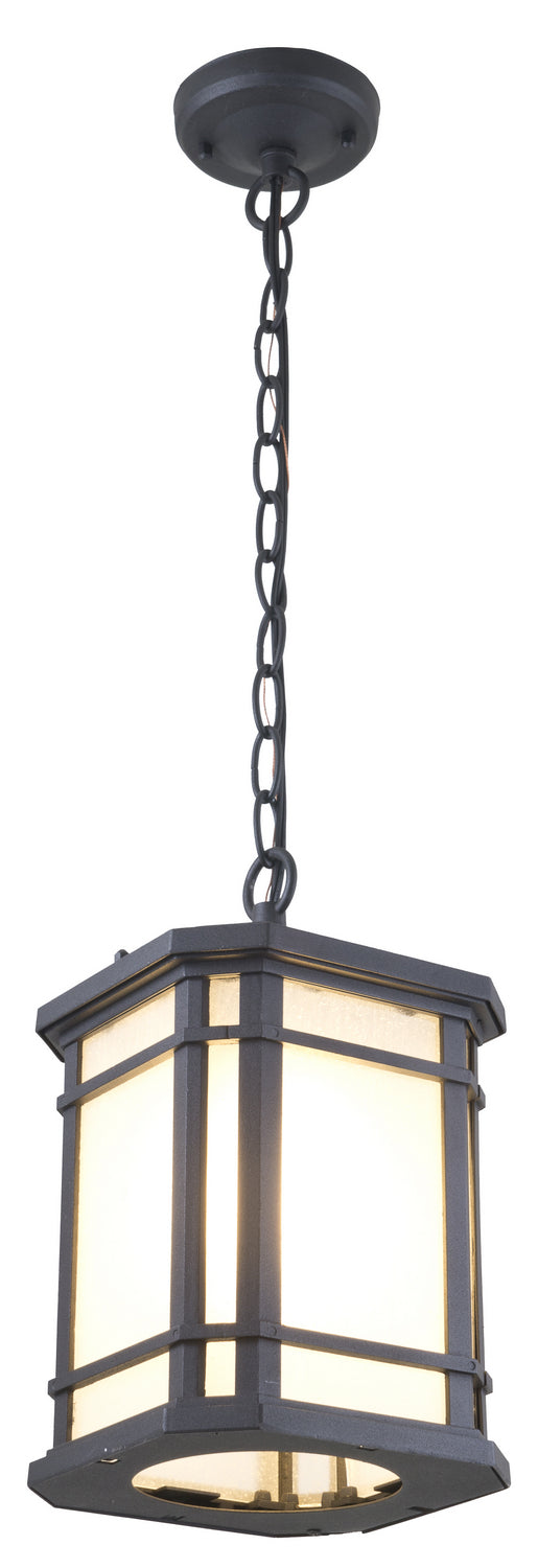DVI Canada - One Light Outdoor Pendant - Cardiff Outdoor - Black w/Sandblasted Seedy Glass- Union Lighting Luminaires Decor