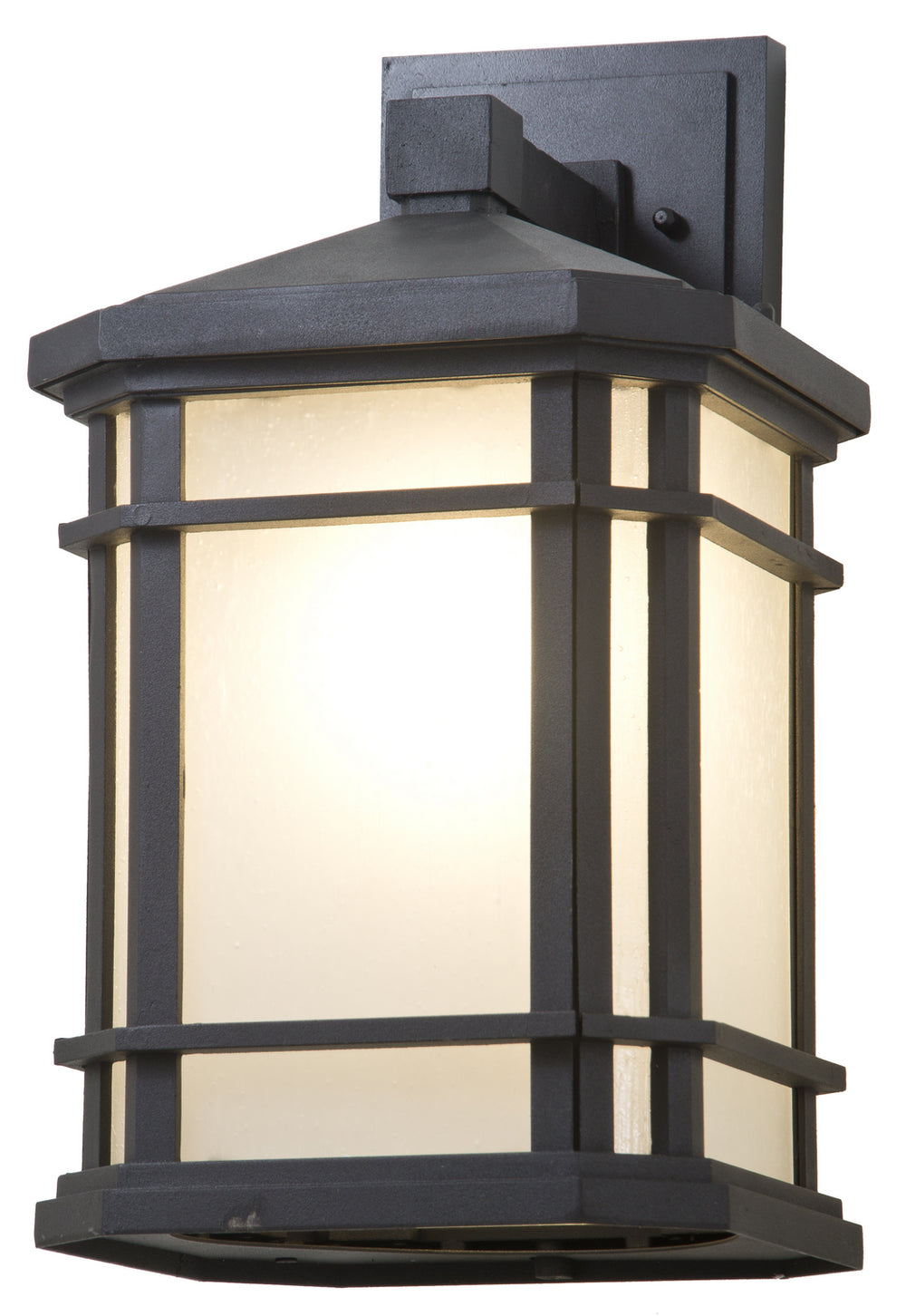 DVI Canada - One Light Outdoor Wall Sconce - Cardiff Outdoor - Black w/Sandblasted Seedy Glass- Union Lighting Luminaires Decor