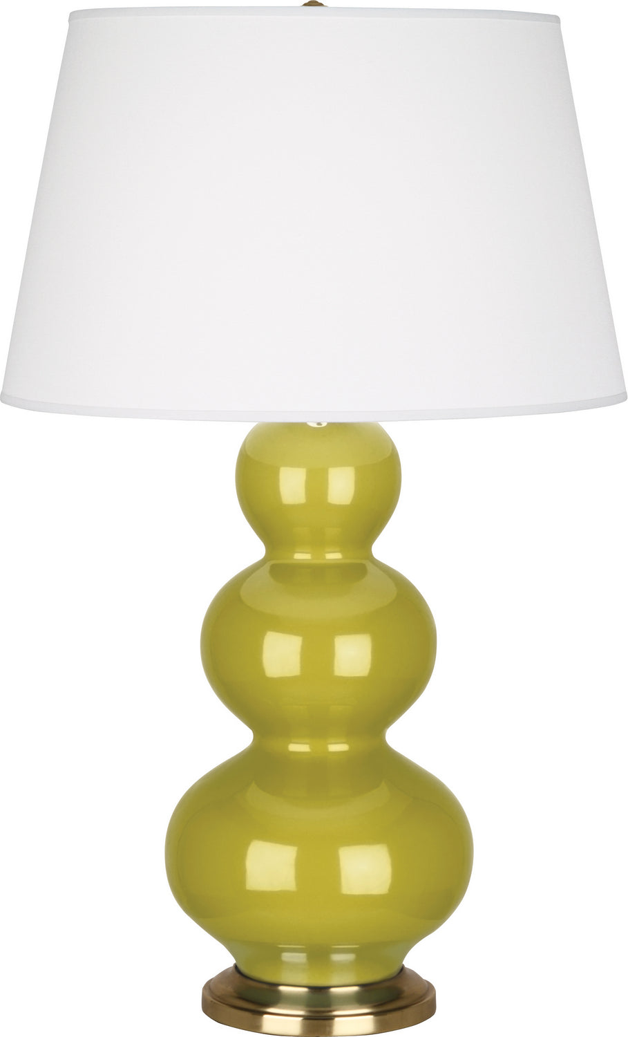 Robert Abbey - One Light Table Lamp - Triple Gourd - Citron Glazed Ceramic w/Antique Brass- Union Lighting Luminaires Decor