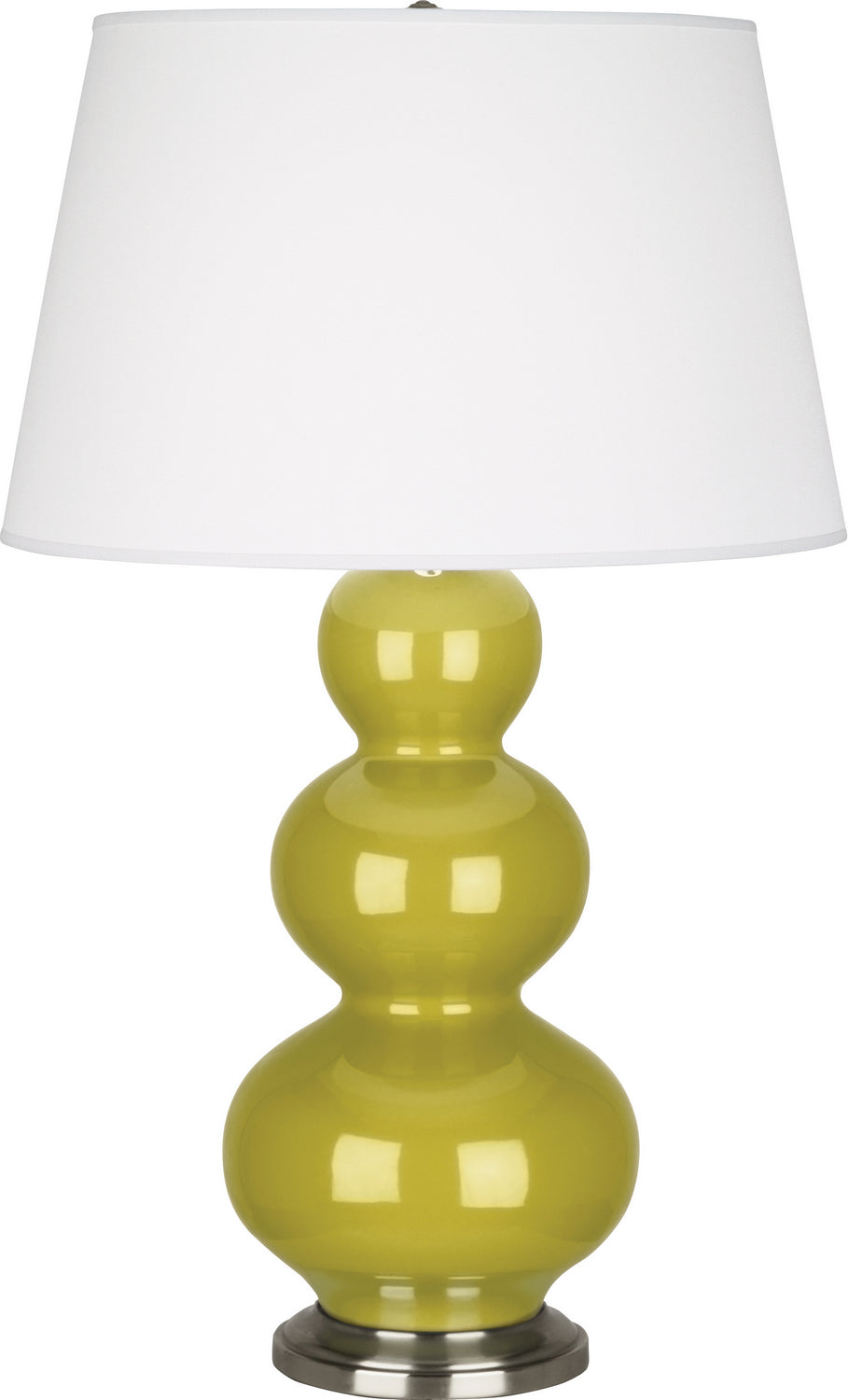 Robert Abbey - One Light Table Lamp - Triple Gourd - Citron Glazed Ceramic w/Antique Silver- Union Lighting Luminaires Decor