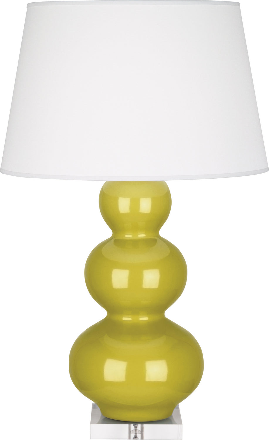 Robert Abbey - One Light Table Lamp - Triple Gourd - Citron Glazed Ceramic w/Lucite Base- Union Lighting Luminaires Decor