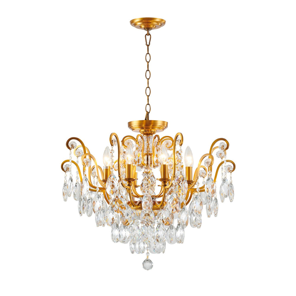 Bethel International Canada - Eight Light Chandelier - Semi - Flush Mount - Antique Brass- Union Lighting Luminaires Decor