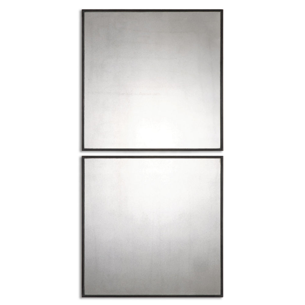 Uttermost - Mirror, Set Of 2 - Matty Squares - Aged Black w/Red- Union Lighting Luminaires Decor