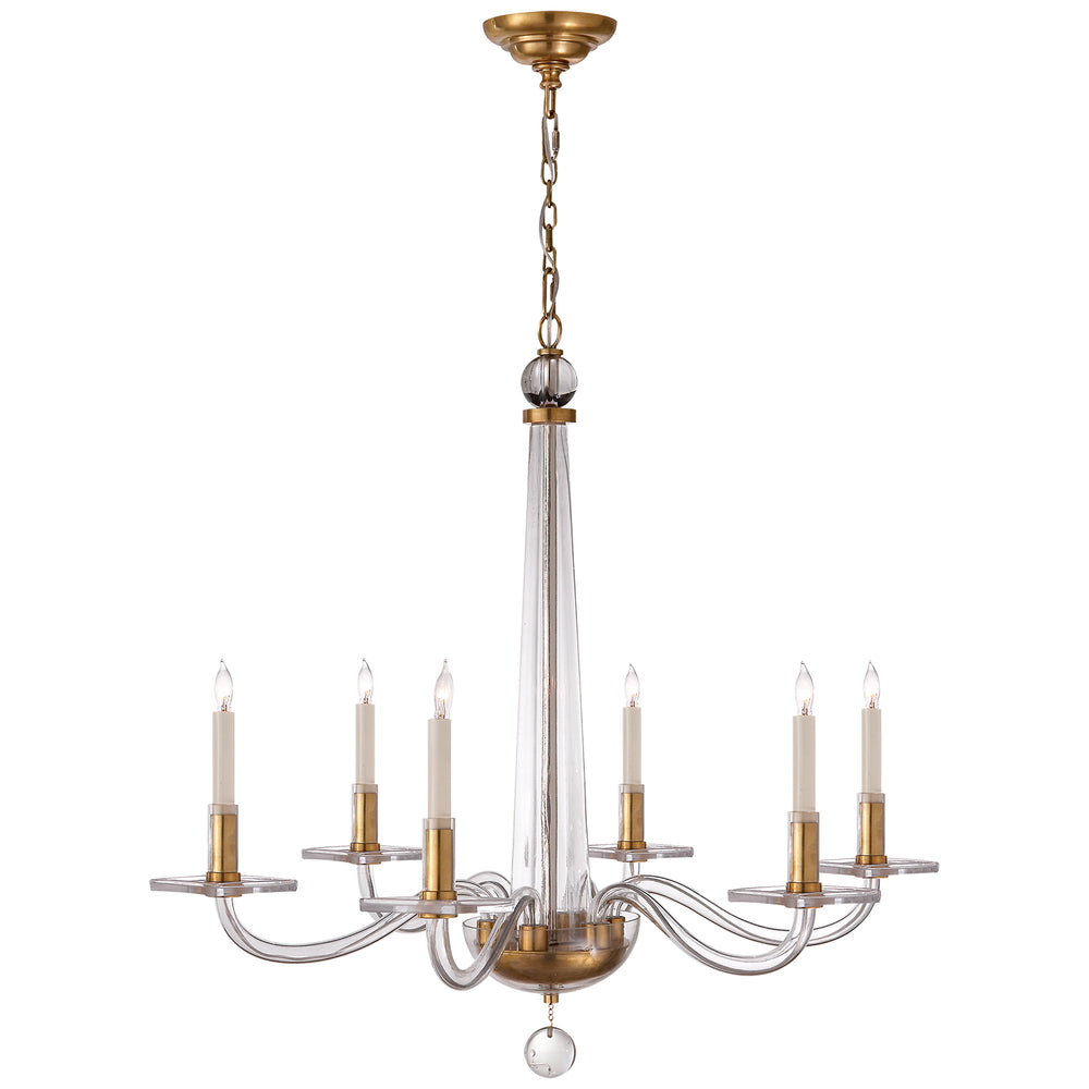 Visual Comfort Signature Canada - Six Light Chandelier - Bernardo - Antique Brass and Clear Glass- Union Lighting Luminaires Decor