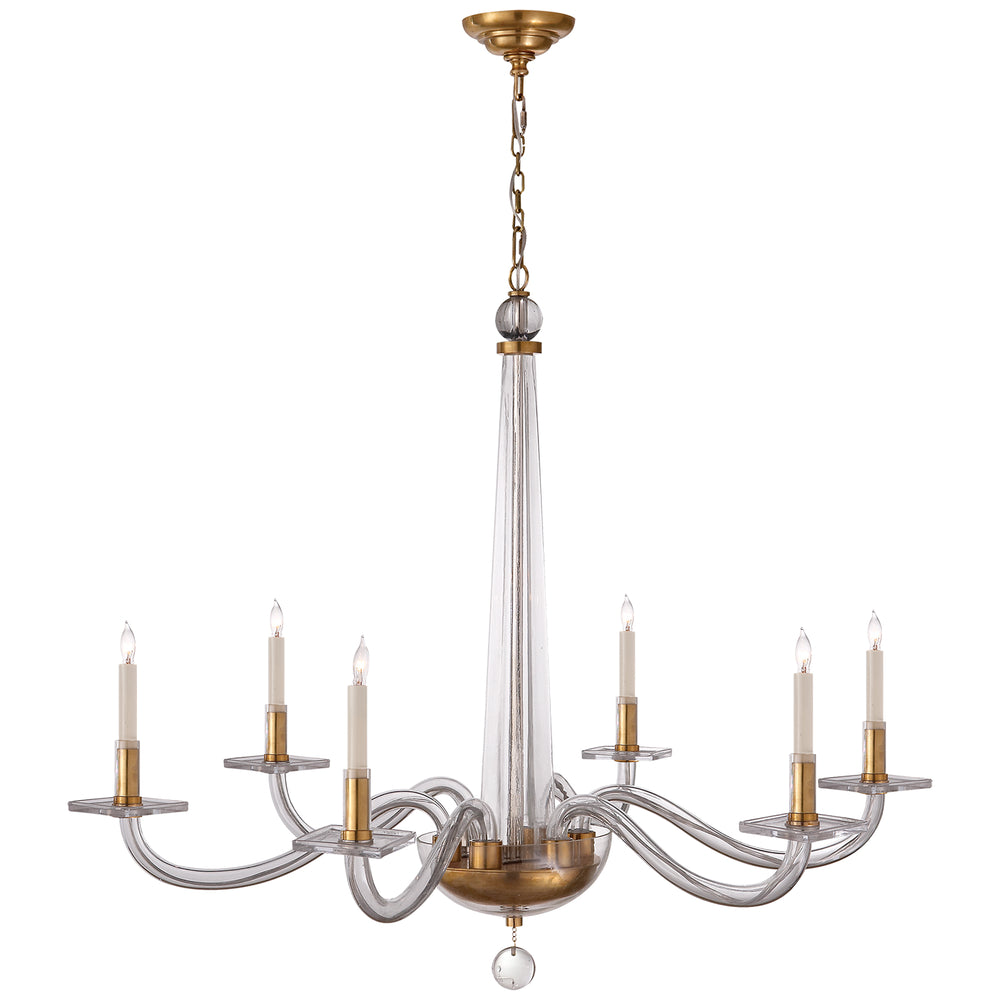 Visual Comfort Signature Canada - Six Light Chandelier - Bernardo - Antique Brass and Clear Glass- Union Lighting Luminaires Decor