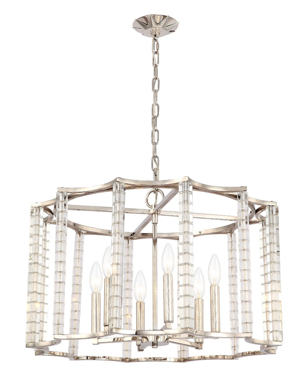 Crystorama - Six Light Chandelier - Carson - Polished Nickel- Union Lighting Luminaires Decor