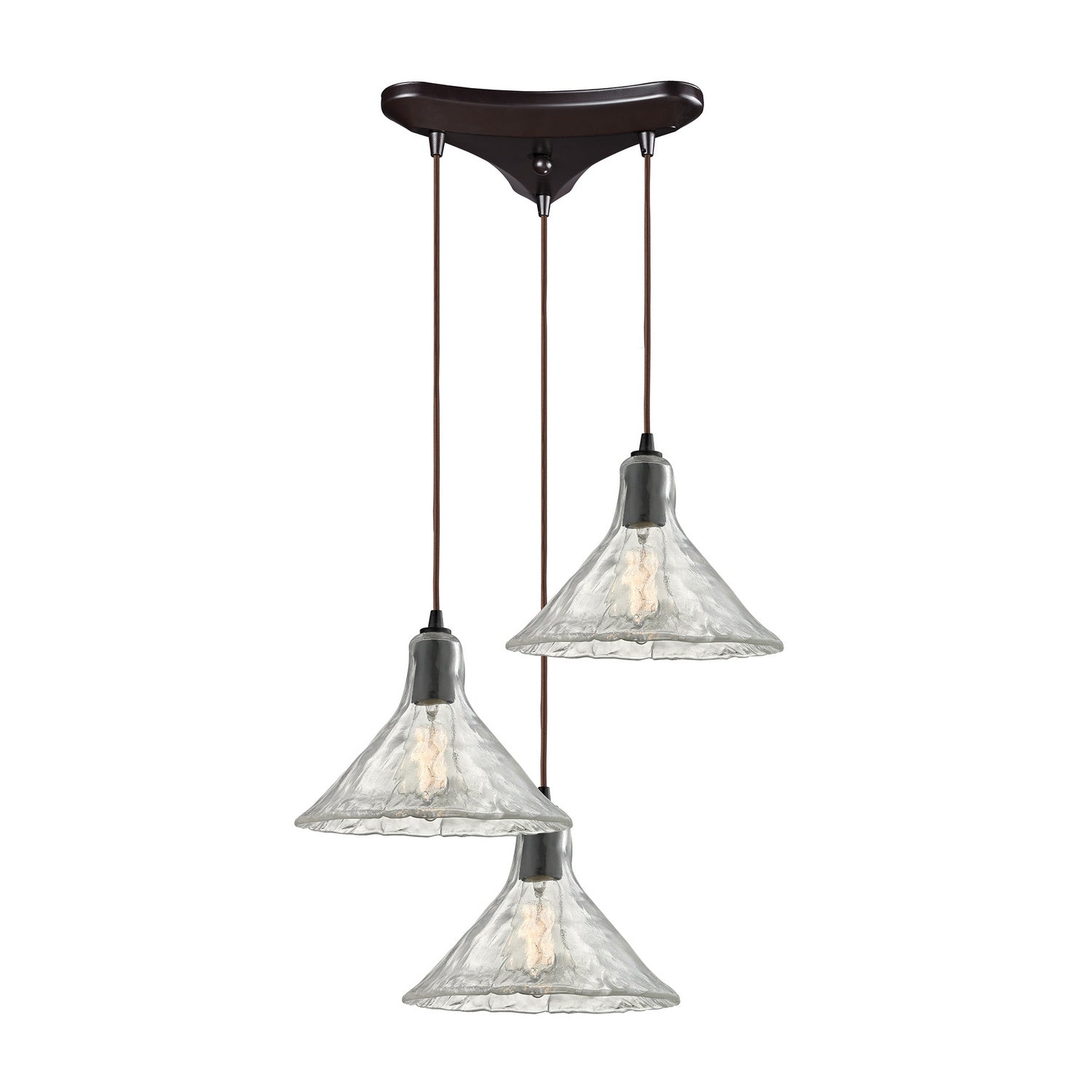 ELK Home - Three Light Pendant - Hand Formed Glass - Oil Rubbed Bronze- Union Lighting Luminaires Decor