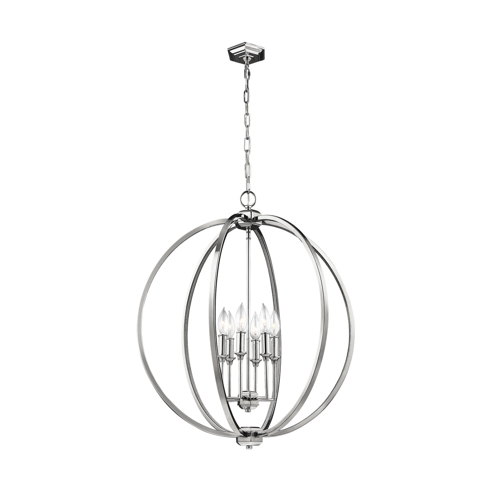 Visual Comfort Studio Canada - Six Light Pendant - Corinne - Polished Nickel- Union Lighting Luminaires Decor