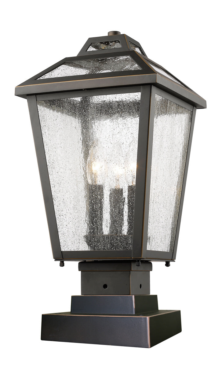 Z-Lite Canada - Three Light Outdoor Pier Mounted Fixture - Bayland - Oil Rubbed Bronze- Union Lighting Luminaires Decor