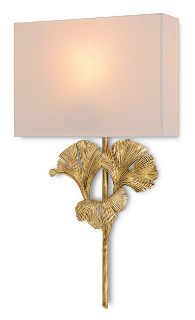 Currey and Company - One Light Wall Sconce - Gingko - Chinois Antique Gold Leaf- Union Lighting Luminaires Decor