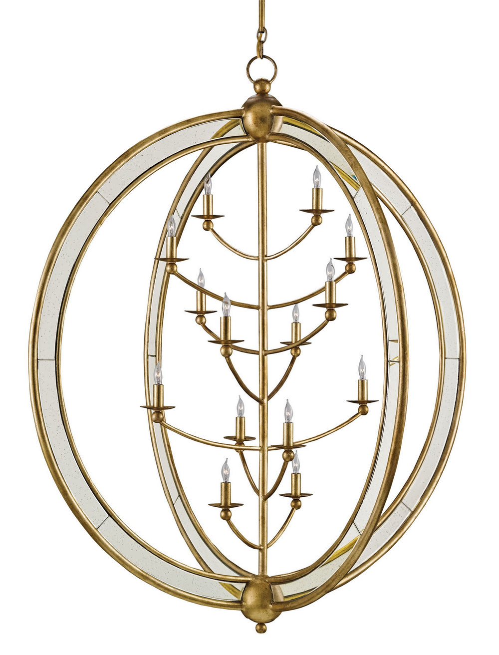 Currey and Company - 14 Light Chandelier - Aphrodite Gold Orb Chandelier - Gold Granello/Antique Mirror- Union Lighting Luminaires Decor