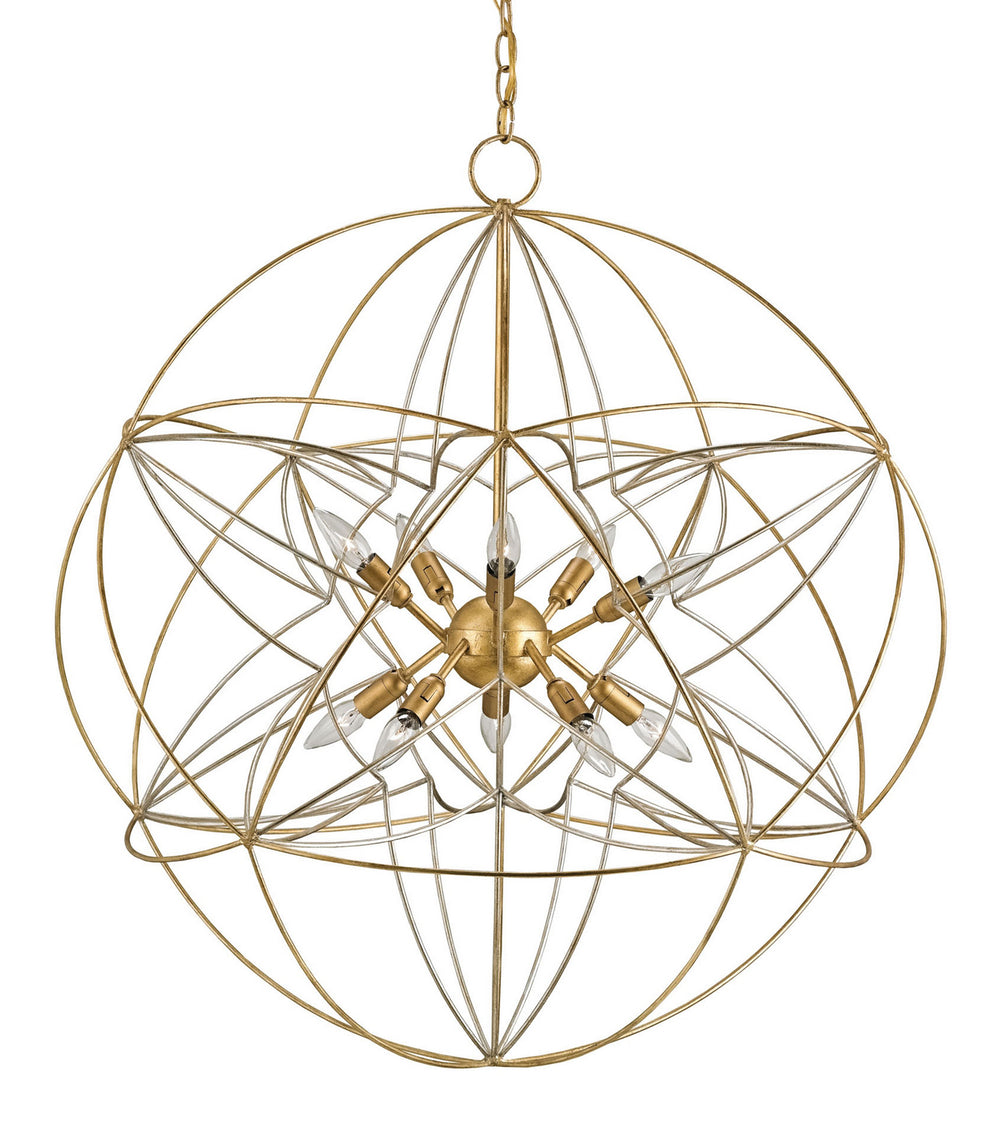 Currey and Company - Ten Light Chandelier - Zenda Gold Orb Chandelier - Contemporary Gold Leaf/Contemporary Silver Leaf- Union Lighting Luminaires Decor