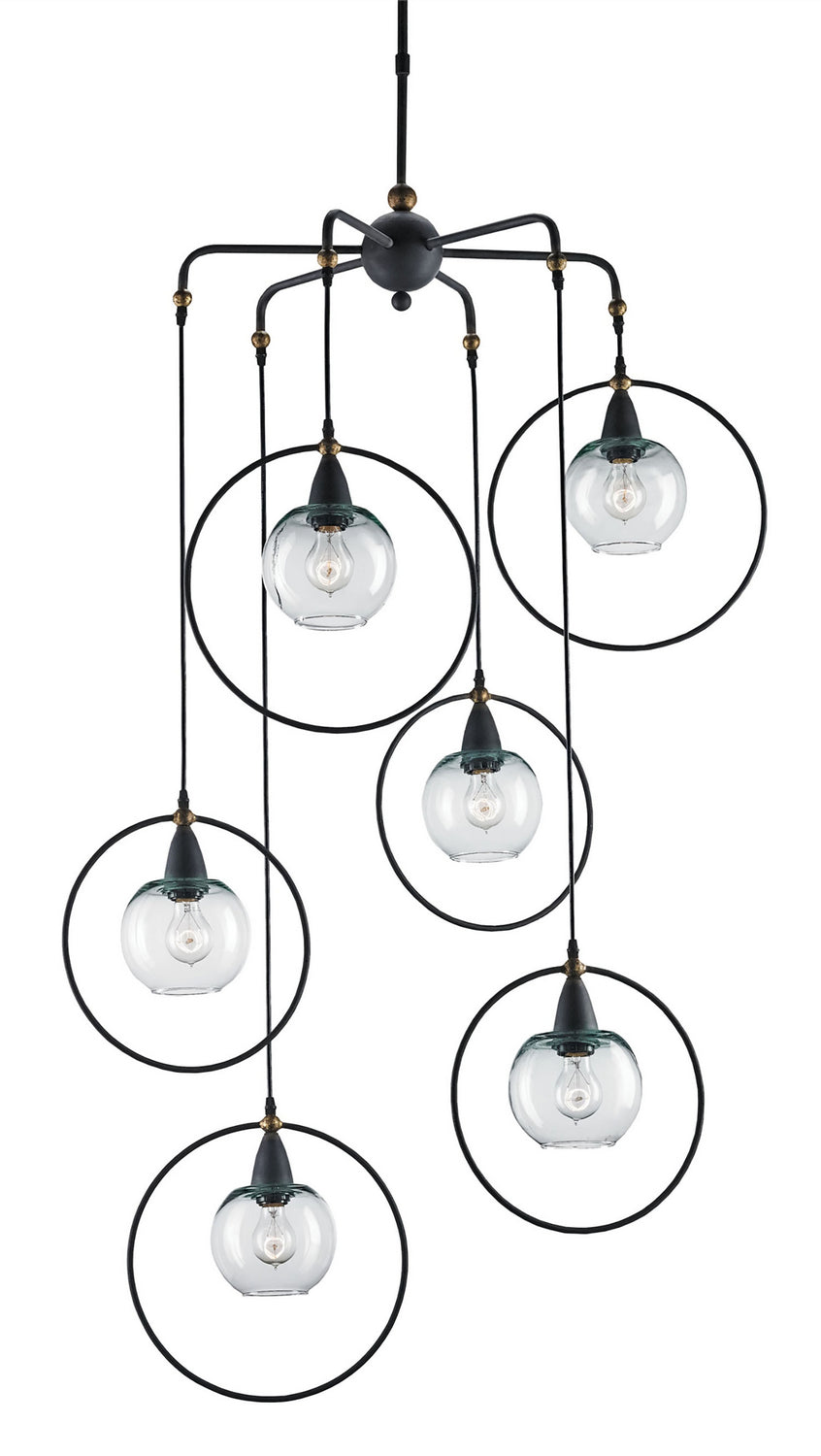 Currey and Company - Six Light Pendant - Moorsgate Collection - Blacksmith/Old Brass- Union Lighting Luminaires Decor