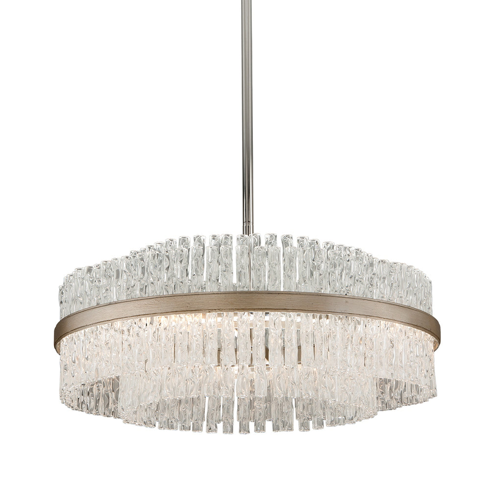 Corbett Lighting Canada - Eight Light Chandelier - Chime - Silver Leaf- Union Lighting Luminaires Decor