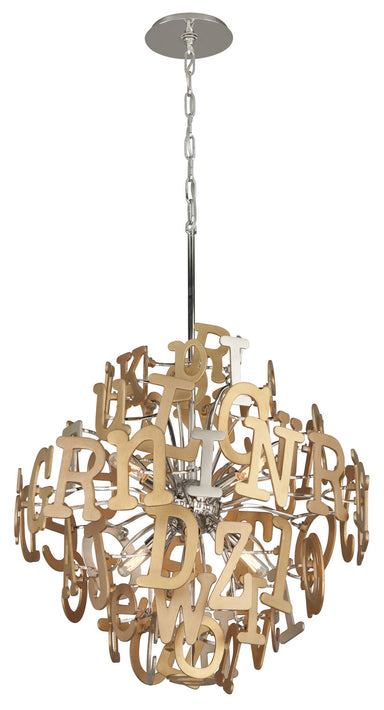 Corbett Lighting - Six Light Pendant - Media - Multi-Leaf With Stainless- Union Lighting Luminaires Decor