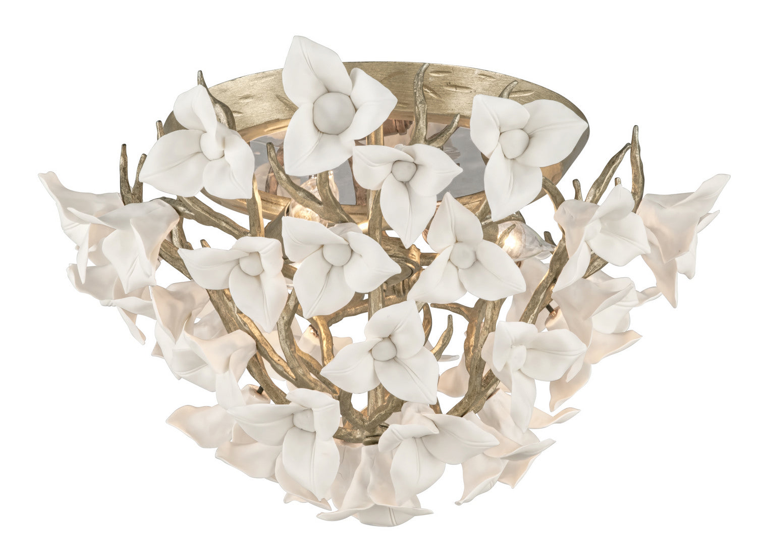 Corbett Lighting - Three Light Flush Mount - Lily - Enchanted Silver Leaf- Union Lighting Luminaires Decor