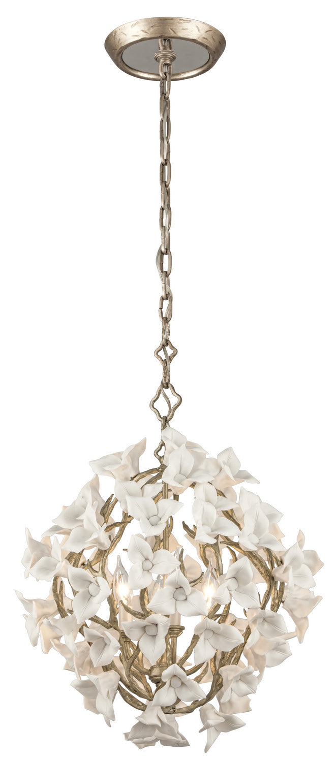 Corbett Lighting - Four Light Chandelier - Lily - Enchanted Silver Leaf- Union Lighting Luminaires Decor
