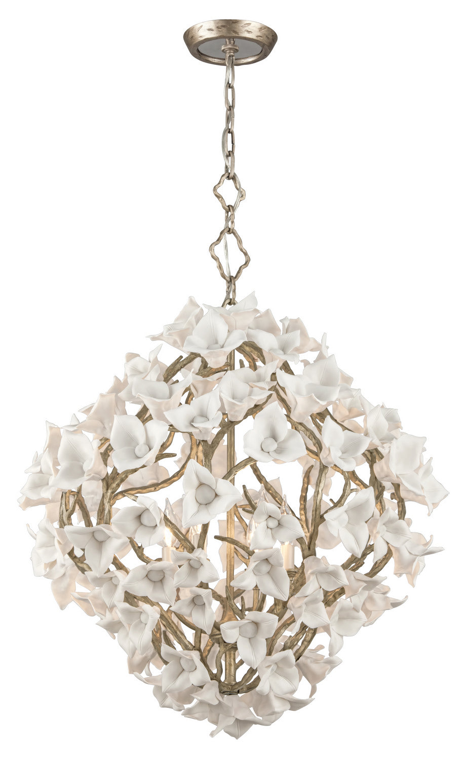 Corbett Lighting - Six Light Chandelier - Lily - Enchanted Silver Leaf- Union Lighting Luminaires Decor